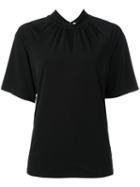 Michael Michael Kors Keyhole Cutout Draped Blouse, Women's, Size: Large, Black, Polyester/spandex/elastane