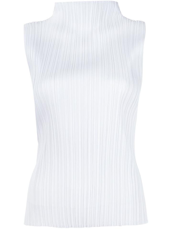 Pleats Please By Issey Miyake Plissé Sleeveless Top, Women's, Size: 3, Grey, Polyester