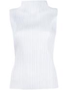 Pleats Please By Issey Miyake Plissé Sleeveless Top, Women's, Size: 3, Grey, Polyester