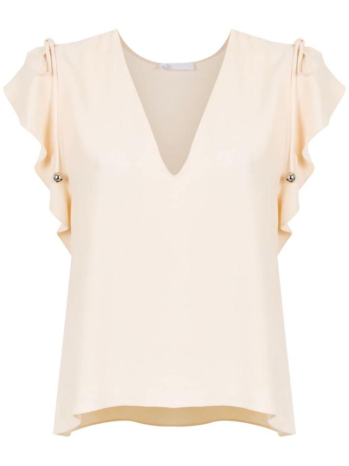 Nk Ruffled Sleeves Blouse - Nude & Neutrals