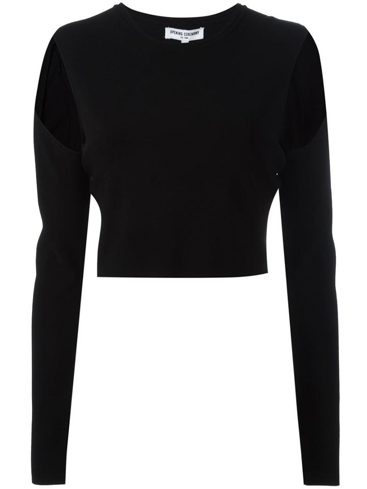 Opening Ceremony Cut-out Detail Crop Top, Women's, Size: Medium, Black, Polyester/viscose