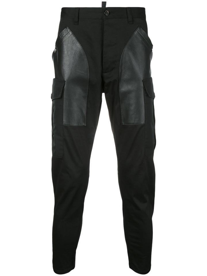 Dsquared2 Contrast-panel Fitted Trousers - Black