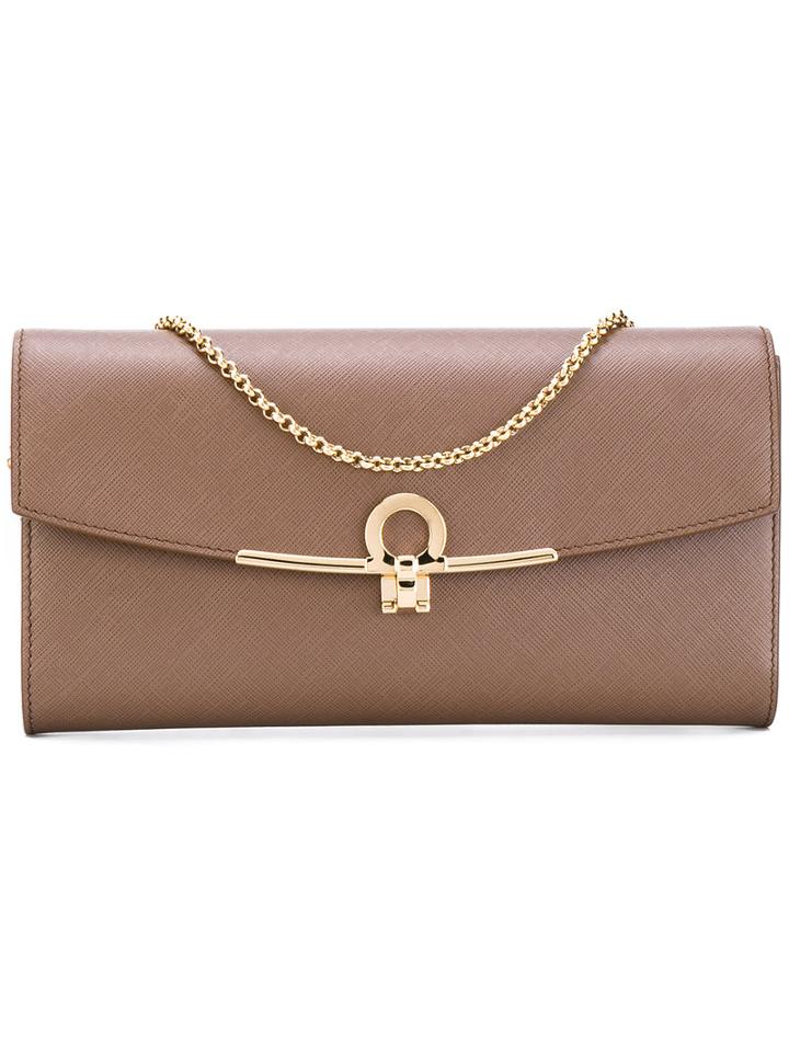 Salvatore Ferragamo - Gancio Shoulder Bag - Women - Leather - One Size, Brown, Leather