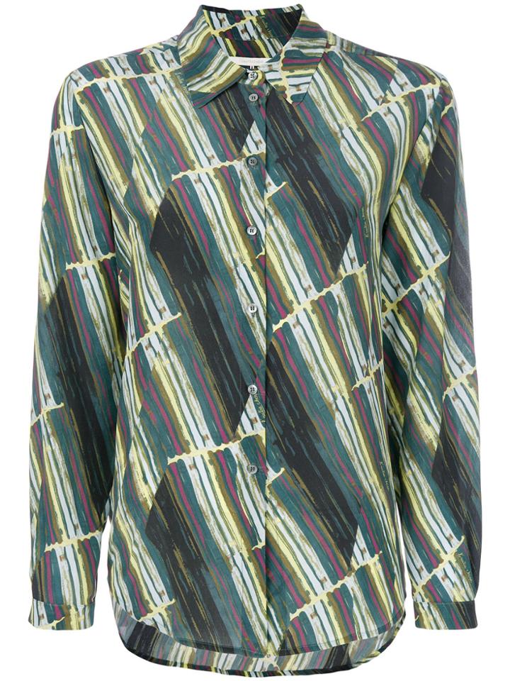L'autre Chose Printed Tie Neck Shirt - Green