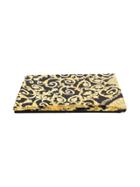 Versace Gold Hibiscus Print Beach Towel - Black