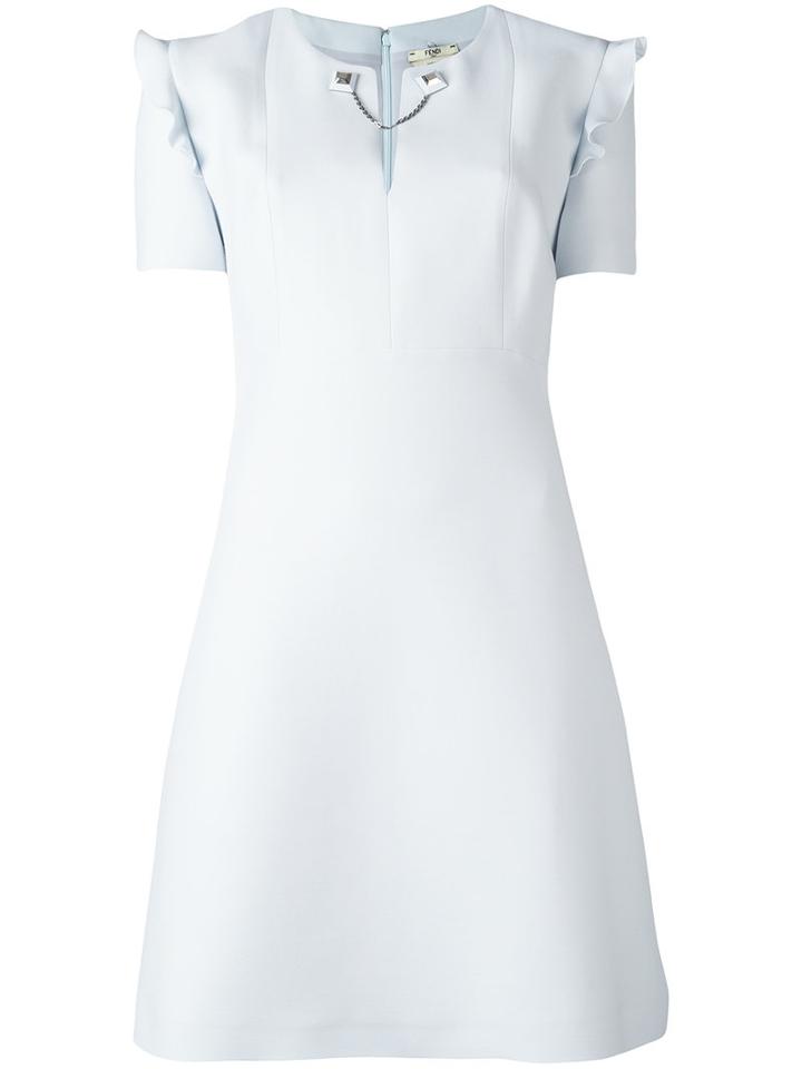 Fendi Fitted Shift Dress, Women's, Size: 42, Blue, Wool/silk