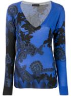 Etro Paisley V-neck Sweater - Blue