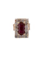 Alison Lou 14kt Yellow Gold, Ruby And Diamond Stud Earring