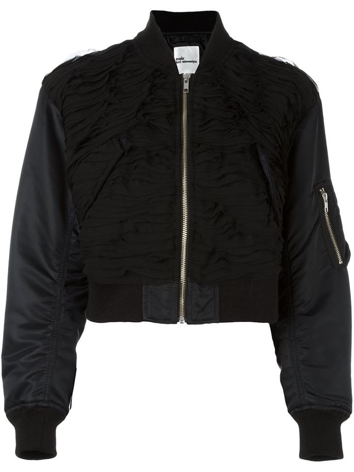 Comme Des Garçons Noir Kei Ninomiya Cropped Bomber Jacket, Women's, Size: Medium, Black, Nylon/polyester/cupro