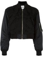 Comme Des Garçons Noir Kei Ninomiya Cropped Bomber Jacket, Women's, Size: Medium, Black, Nylon/polyester/cupro