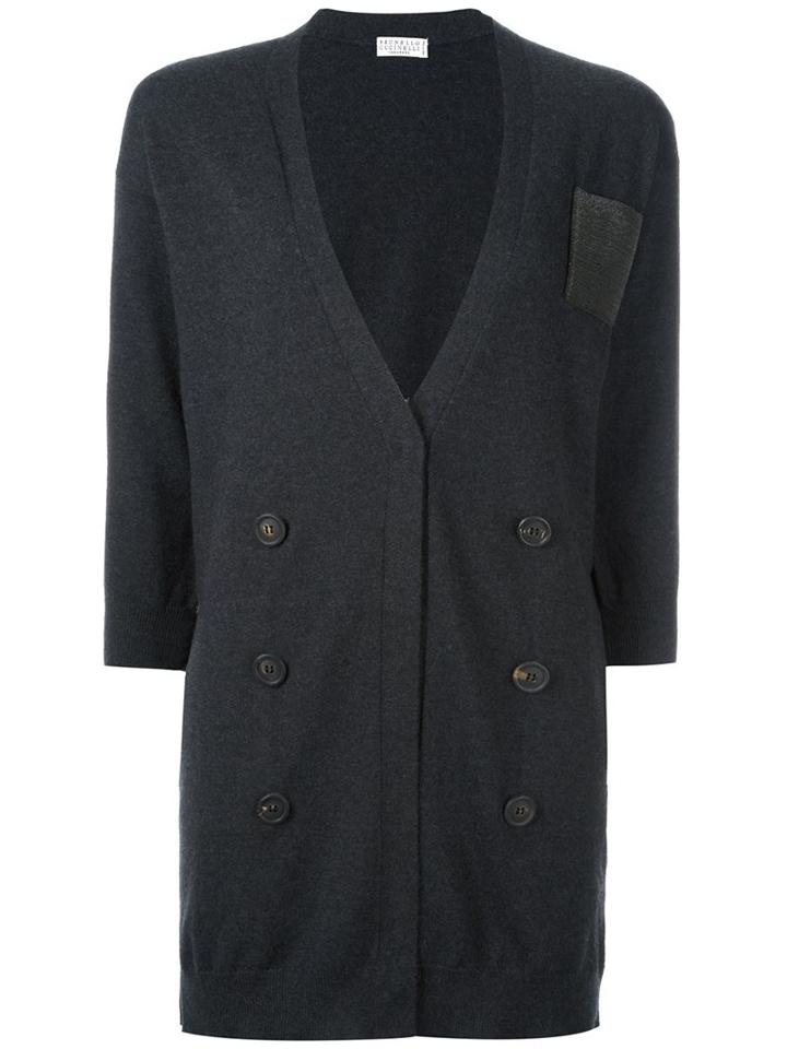 Brunello Cucinelli Concealed Fastening Long Cardigan, Women's, Size: Small, Grey, Cashmere