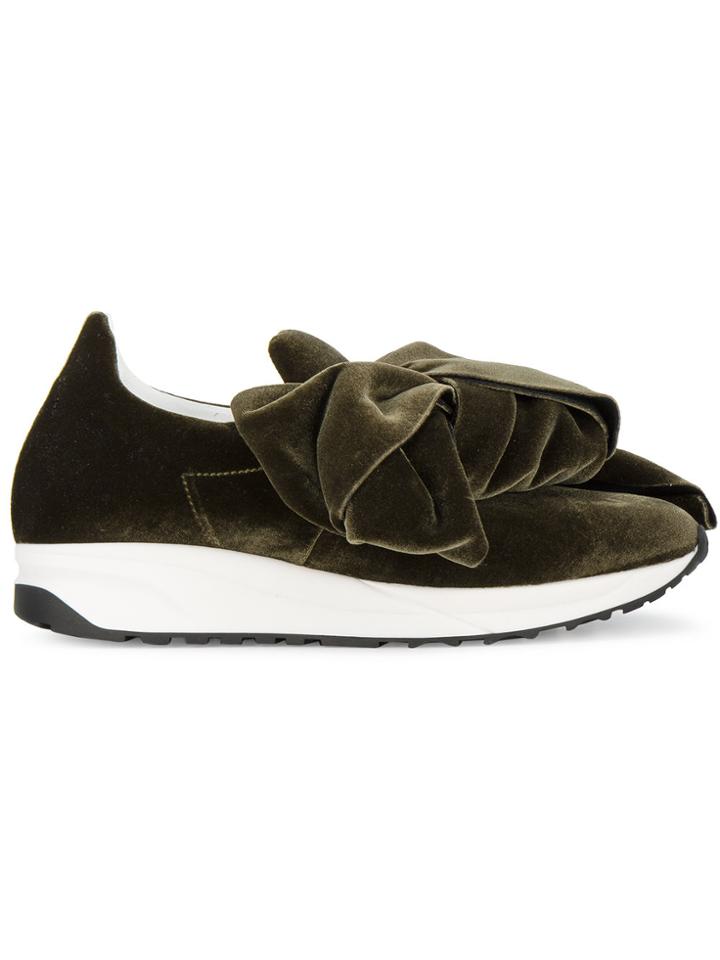 Joshua Sanders Bow Embellished Flatform Sneakers - Green