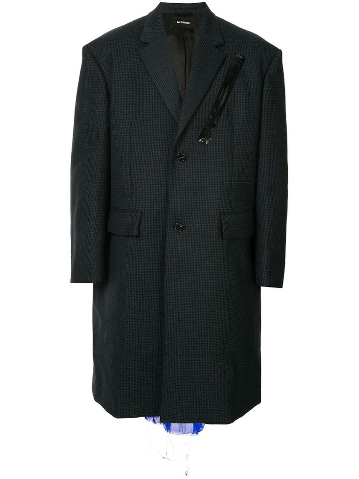 Raf Simons Checked Single-breasted Coat - Blue