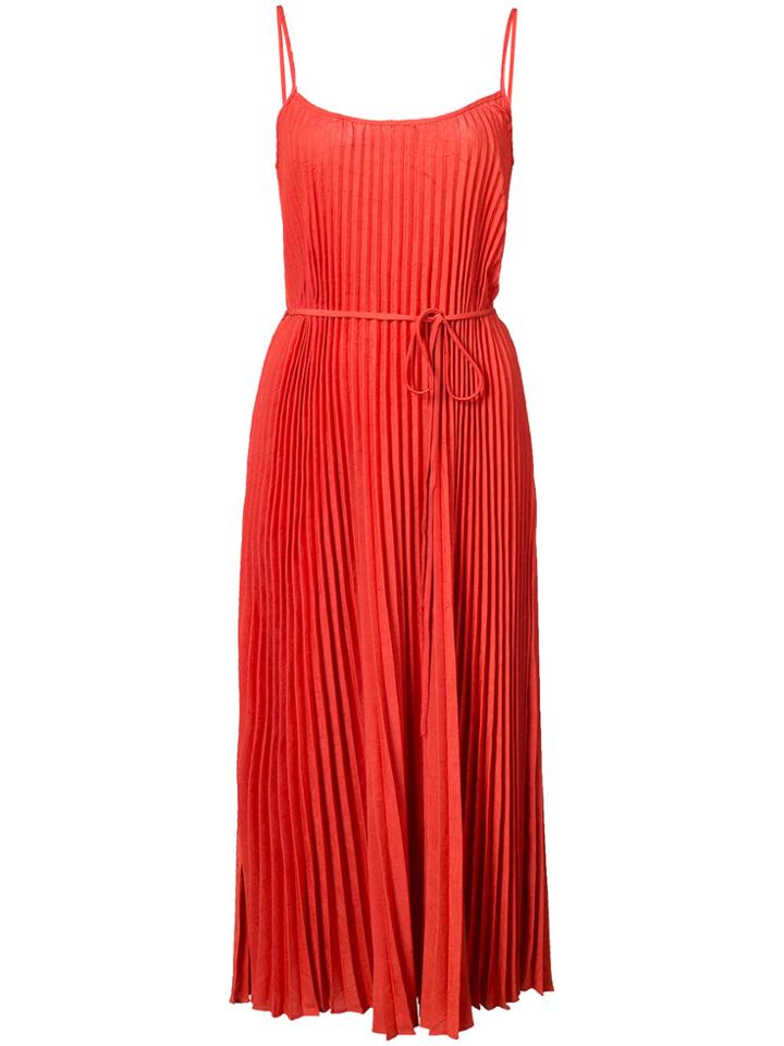 Vince Pleated Midi Dress - Yellow & Orange