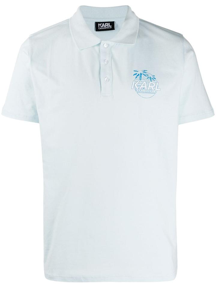 Karl Lagerfeld Logo Print Polo Shirt - Blue