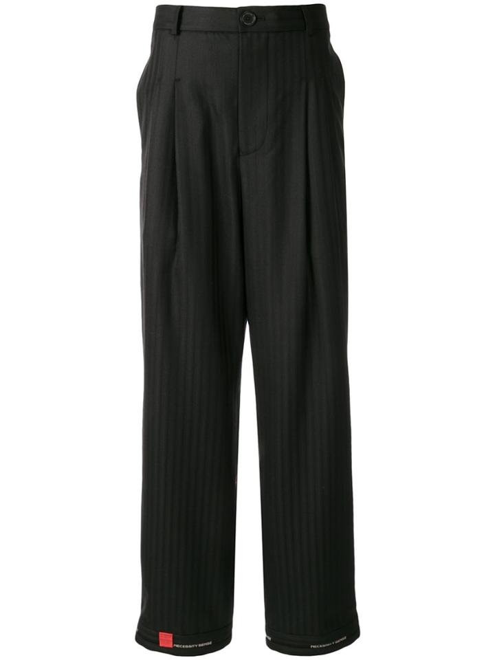 Necessity Sense Pleated Wide-leg Trousers - Black