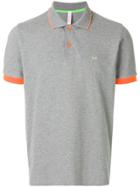 Sun 68 Stripe Collar Polo Shirt - Grey