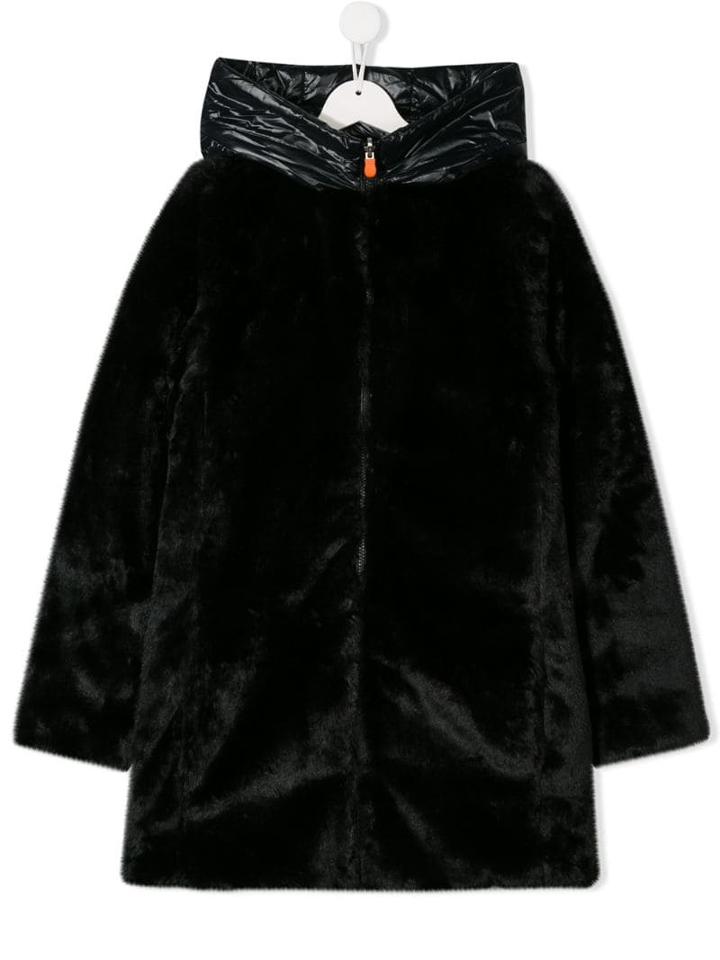 Save The Duck Kids Teen Padded Faux Fur Coat - Black