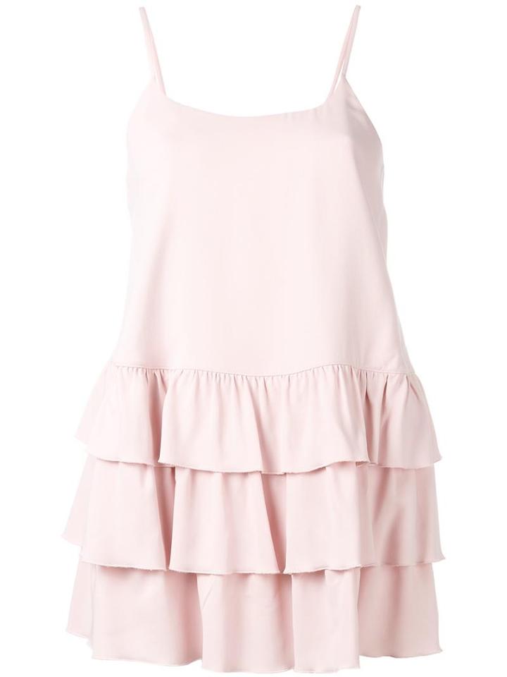 Twin-set - Ruffled Hem Tank Top - Women - Spandex/elastane/viscose - 38, Pink/purple, Spandex/elastane/viscose