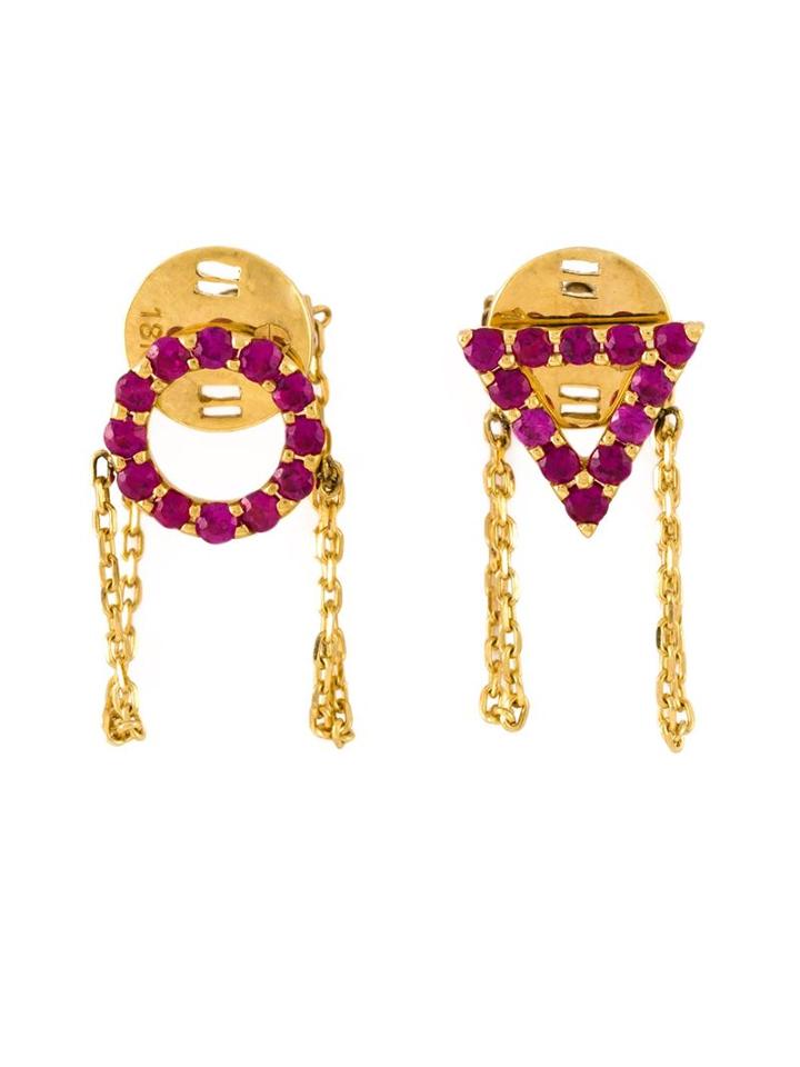Gisele For Eshvi 'july' Ruby Earrings, Women's, Metallic