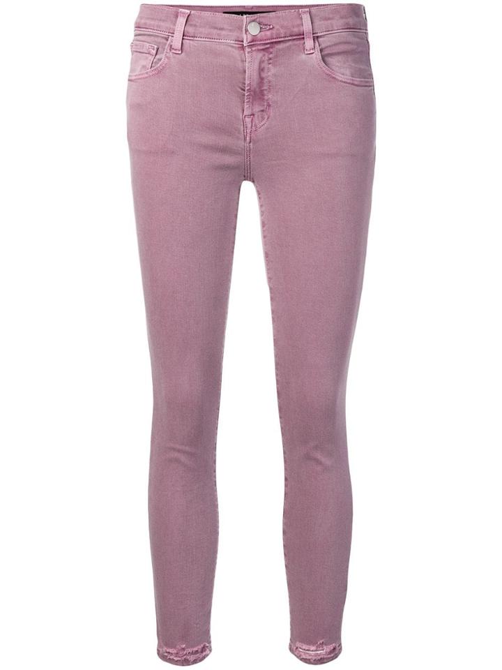 J Brand Mid Rise Cropped Skinny Jeans - Purple