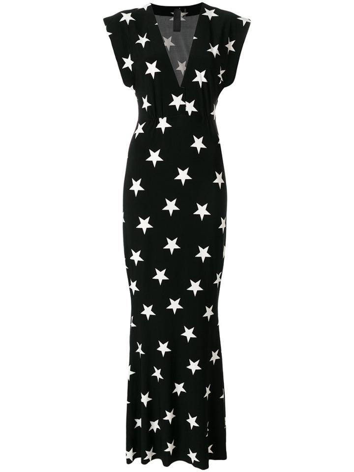 Norma Kamali Star Print Fishtail Dress - Black