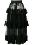 Dolce & Gabbana Lace Tiered Tulle Skirt - Black