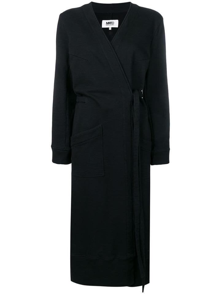 Mm6 Maison Margiela Long Wrap Coat - Black
