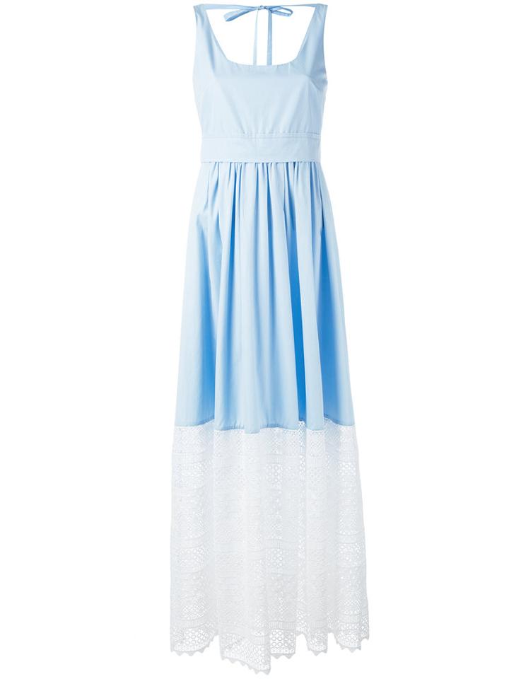 No21 Lace-panelled Poplin Dress, Women's, Size: 44, Blue, Cotton/polyester