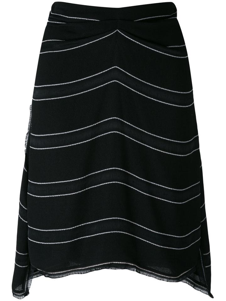 Proenza Schouler Striped Skirt, Women's, Size: 6, Black, Silk/acetate/viscose