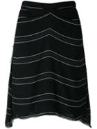 Proenza Schouler Striped Skirt, Women's, Size: 6, Black, Silk/acetate/viscose