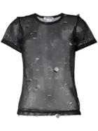 Sheer Cut Out Top - Women - Polyester - L, Black, Polyester, Comme Des Garçons Comme Des Garçons
