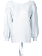 Cityshop Laced Back Blouse, Women's, Blue, Ramie/cupro