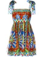 Dolce & Gabbana Carretto Siciliano Print Sundress, Women's, Size: 42, Silk/spandex/elastane