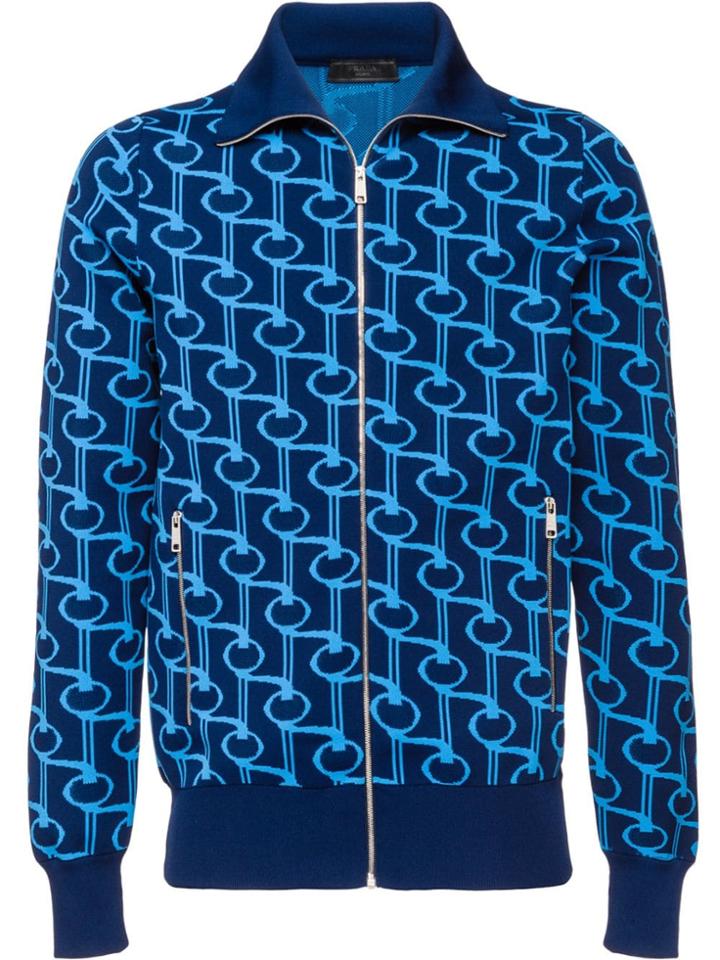 Prada Technical Jacquard Cardigan - Blue