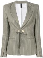 Marc Cain Tie-front Striped Blazer - Grey