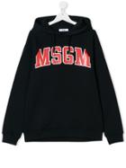 Msgm Kids Logo Hooded Sweatshirt - Blue