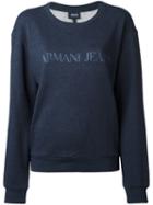 Armani Jeans Logo Print Sweatshirt, Women's, Size: 40, Blue, Cotton