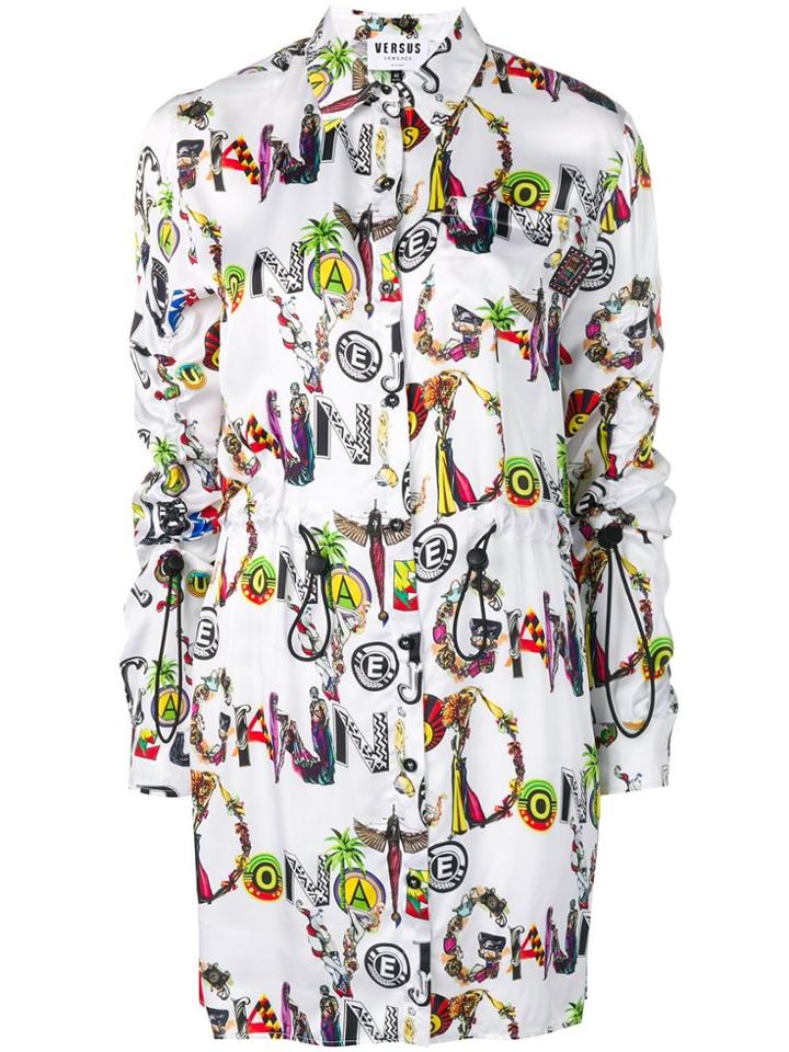 Versus Printed Shirt Dress - White