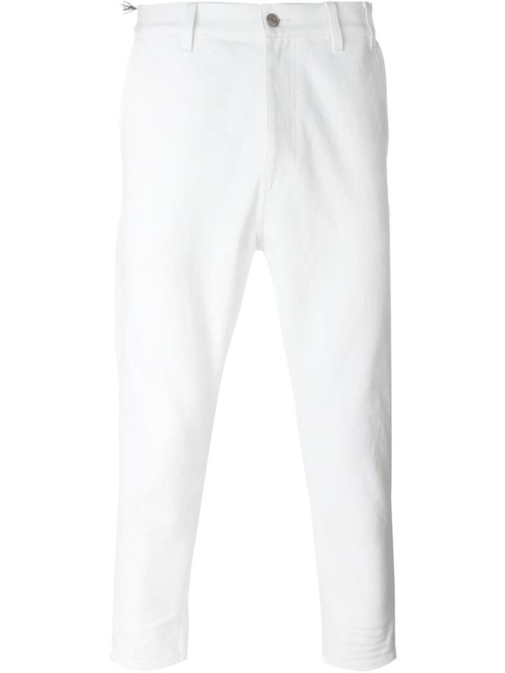 Jil Sander Cropped Baggy Trousers, Men's, Size: 33, White, Cotton