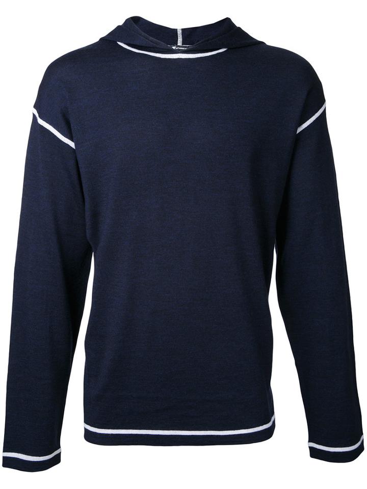 T By Alexander Wang - Contrast Trim Hoodie - Men - Wool - L, Blue, Wool