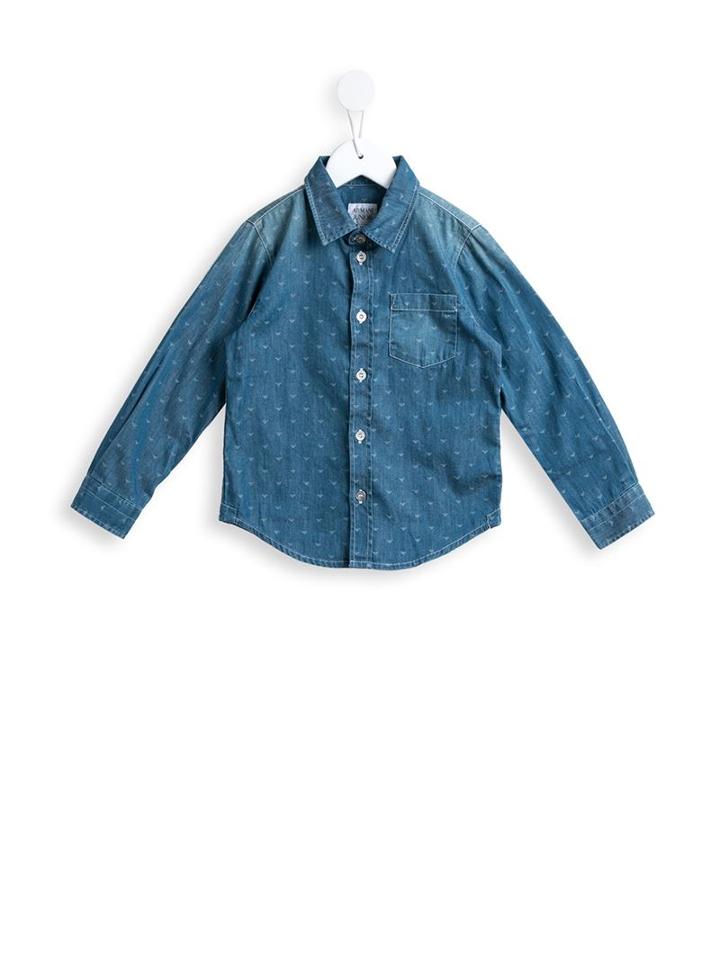 Armani Junior Logo Embellished Denim Shirt