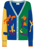 I Am Chen Patterned Colour Block Cardigan - Blue