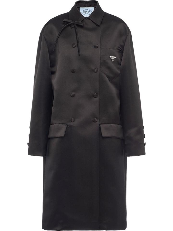 Prada Double Satin Coat - Black
