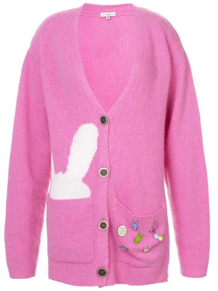 Natasha Zinko Bunny Detailed Long-line Cardigan - Pink & Purple