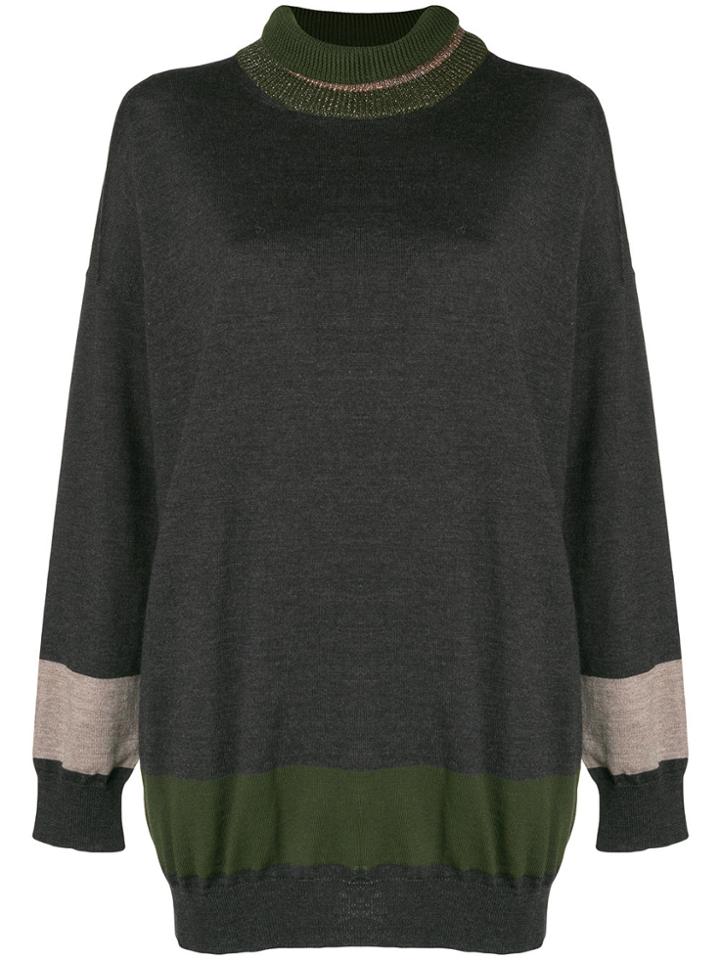 Antonio Marras Stripe Detail Turtleneck Sweater - Grey