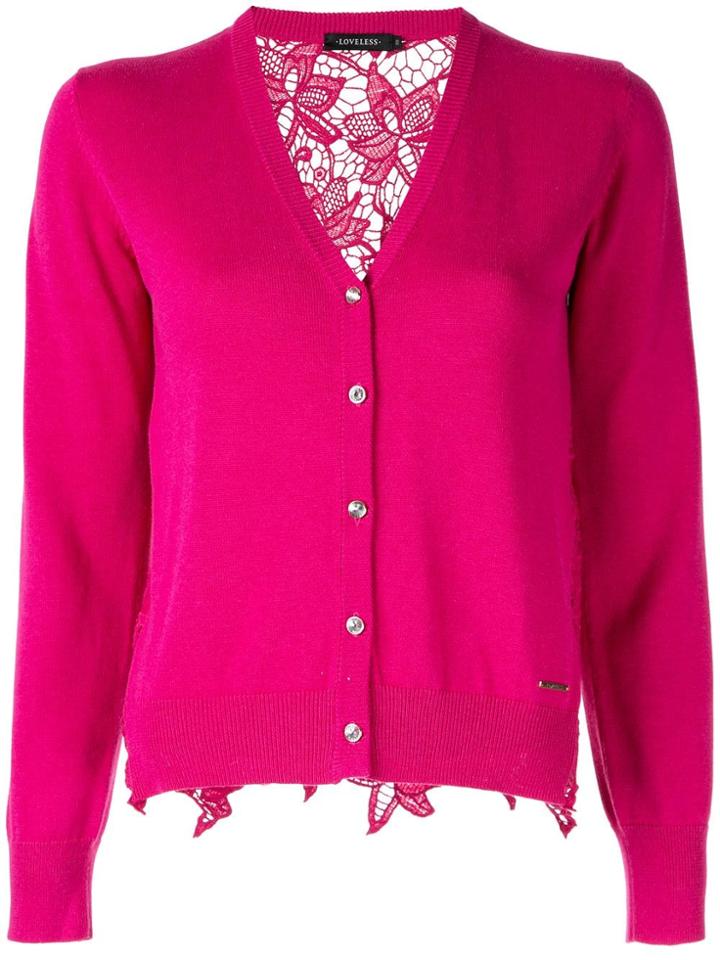 Loveless Crochet Back Cardigan - Pink