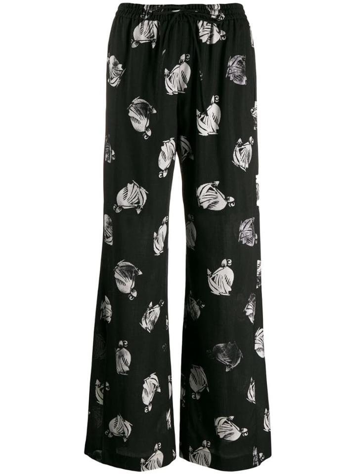 Lanvin Knight Print Palazzo Trousers - Black
