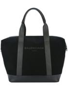 Balenciaga Oversized Double Handles Tote, Men's, Black, Cotton/calf Leather
