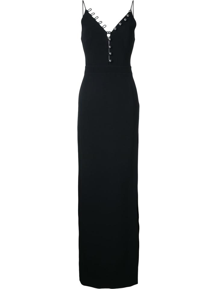 David Koma Buttoned V-neck Long Dress - Black